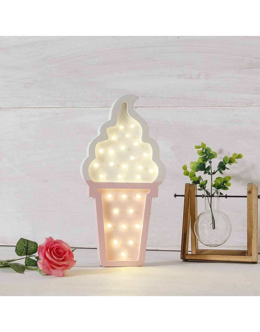 Ice cream Valentine Romance Atmosphere Light Party Wedding Birthday Party Decoration Kids' Room Battery Operated LED Night Lights White and Pink - B7TCS7G1U