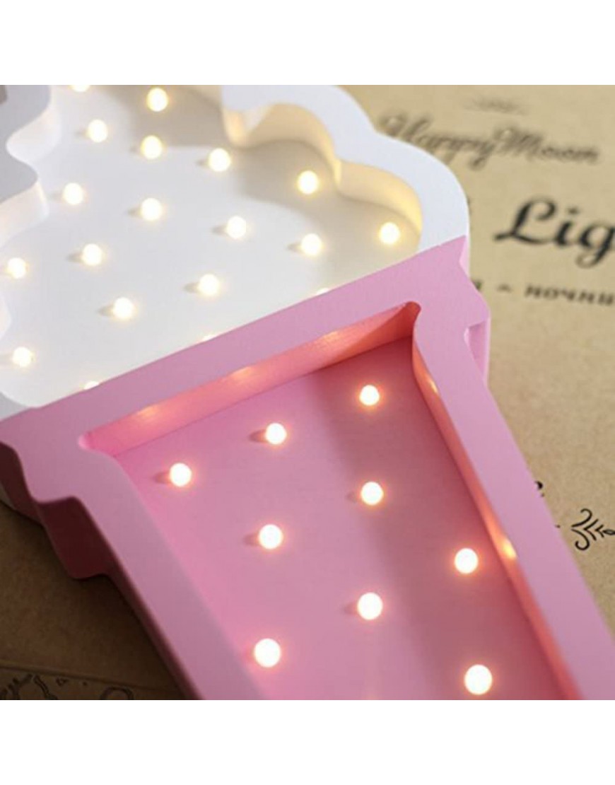 Ice cream Valentine Romance Atmosphere Light Party Wedding Birthday Party Decoration Kids' Room Battery Operated LED Night Lights White and Pink - B7TCS7G1U