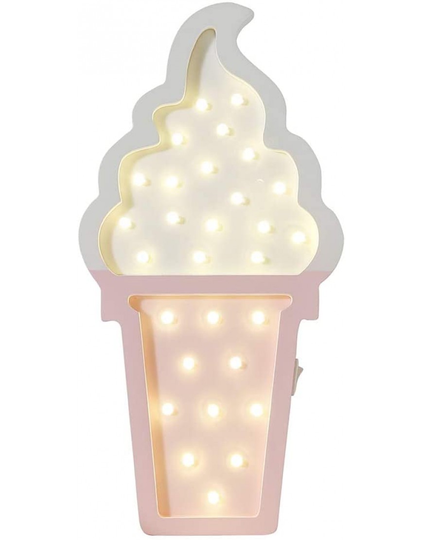 Ice cream Valentine Romance Atmosphere Light  Party Wedding Birthday Party Decoration Kids' Room Battery Operated LED Night Lights White and Pink - B7TCS7G1U