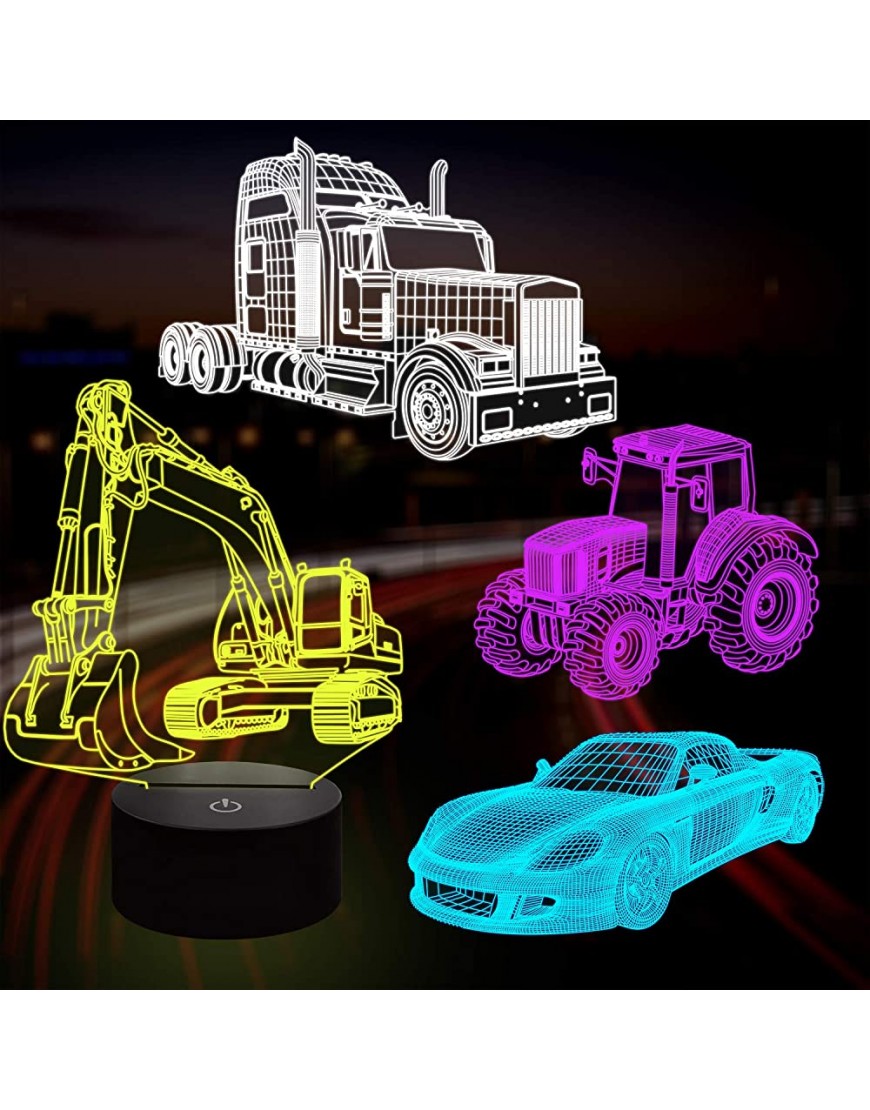 Lampeez 3D Car Lamp Night Light 3D Illusion lamp for Kids,Car,Truck,Tractor,Excavator,16 Colors Changing with Remote,Dimmable4 Patterns Kids Bedroom Decor Car Gifts for Boys Girls - BB7YVBTFH