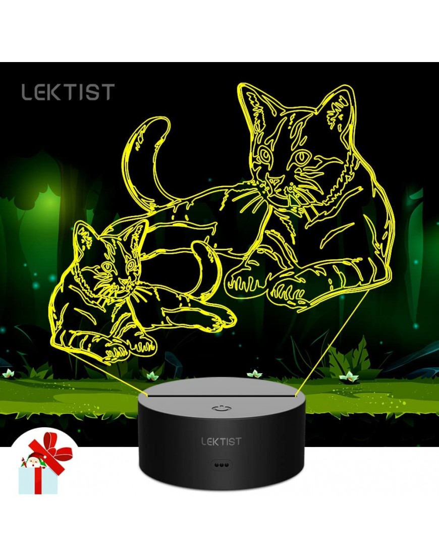 LEKTIST Pet Cat Light 3D Night Light Pet Cat Optical Illusion Nightlights Cat 3D Lamp 16 Colors Remote Control Perfect Cat Gifts Xmas Birthday Gift for Girls Kids Children Boys Adults - BKXQ15WKC