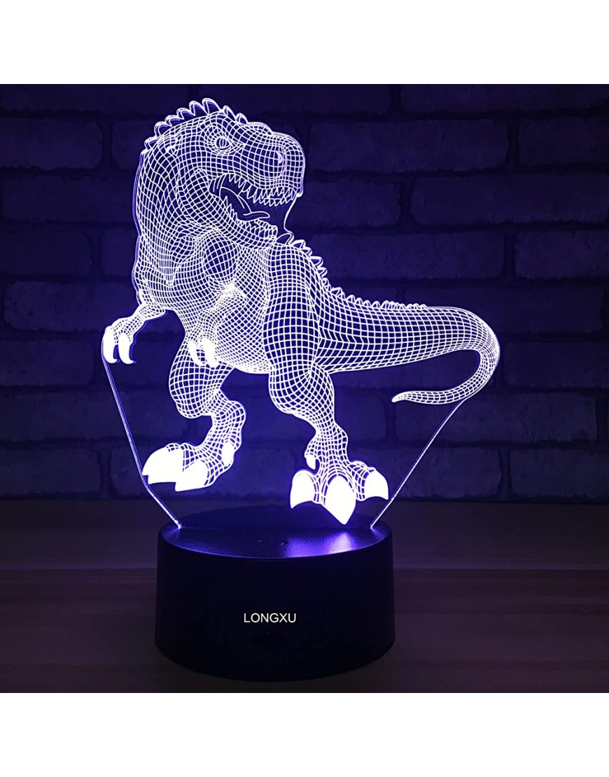 LONGXU Dinosaur Toys 3D Night Light for Boys with Timer Remote & Smart Touch 7 Colors Changing Dimmable TRex Toy 1 2 3 4 5 6 7 8 9 10 Year Old Boy Gifts Dinosaur - BHVBK11S9