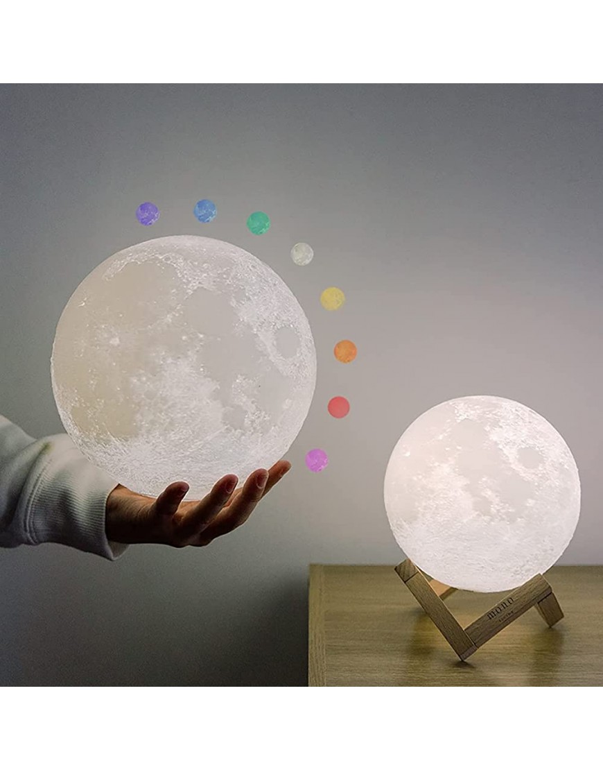 Moon Lamp 4.7" Mono Living LED Moon Night Light with Stand Remote Control Night Lamp for Kid Bedroom Boho Decor Gift for Teenage Girl Neutral Baby Stuff Celestial Gadget Idea for Teen - B80XN3L6K