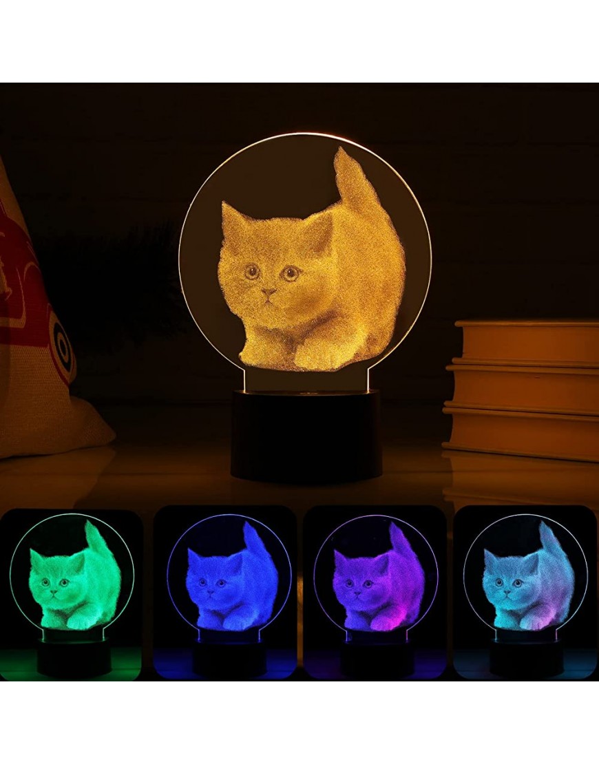 Mother's Day Gift Cat Lamp 3D Illusion Night Light Remote Control Smart Touch USB Cable Table Lamp 14 Colors LED Light Lamp Cat Lover Birthday Gifts for Women Teen Girls Boys Age 6 7 8 9 Year Old - BGL9F9RTD