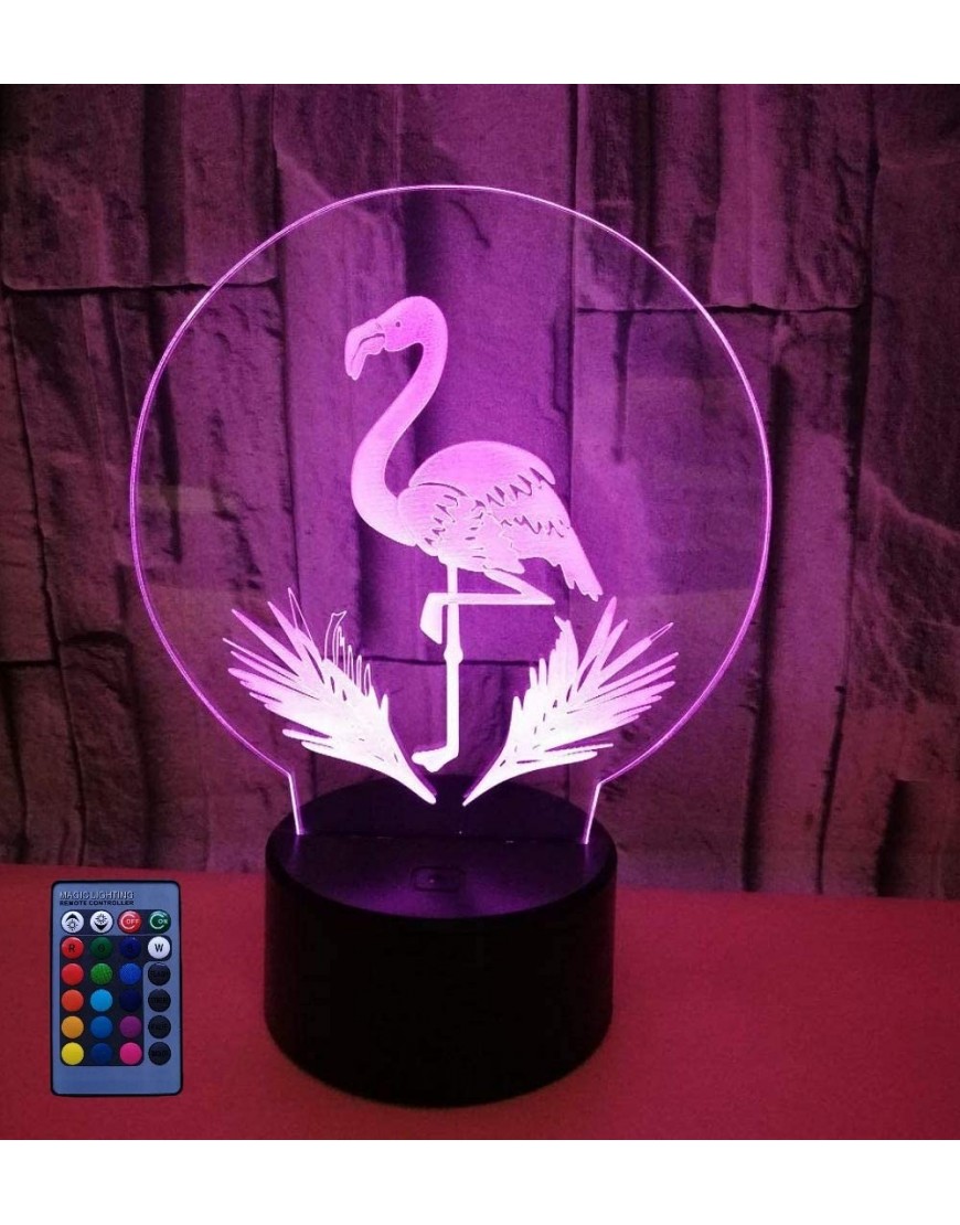 Optical Illusion 3D Flamingo Night Light USB Power Remote Control Touch Switch LED Decor Table Lamp 7 16 Colors Changing Lights Children Kids Toy Christmas Xmas Brithday Gift - BTGTWM708