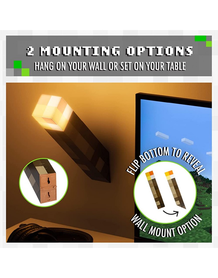Paladone Minecraft Torch Lamp with 2 Light Modes Wall Mountable and Freestanding Battery Operated - BJX3LVMXD