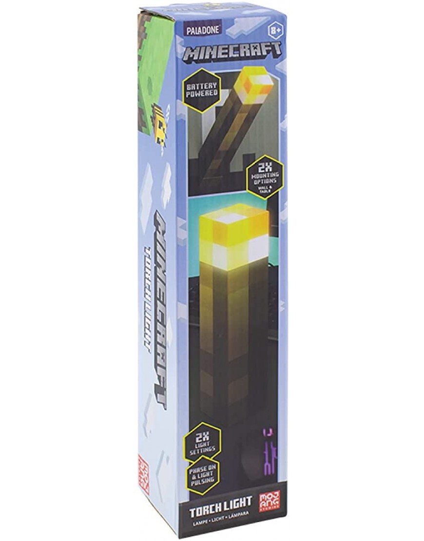Paladone Minecraft Torch Lamp with 2 Light Modes Wall Mountable and Freestanding Battery Operated - BJX3LVMXD