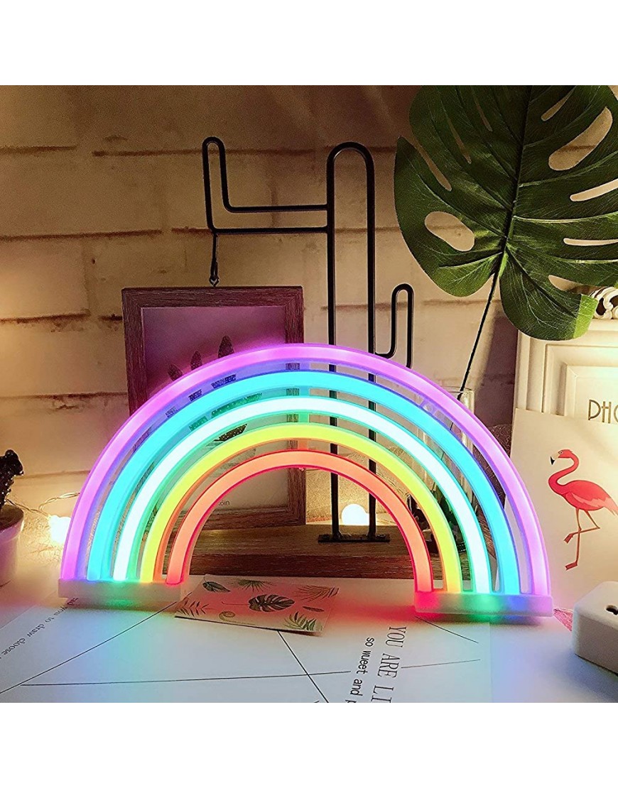 QiaoFei Cute Rainbow Light Signs for Kids Gift's Gift LED Rainbow Neon Signs Rainbow Lamp for Wall Decor Bedroom Decorations Home Accessories Party Holiday Battery or USB Operated Table Night Lights - BNXI3ZOBS
