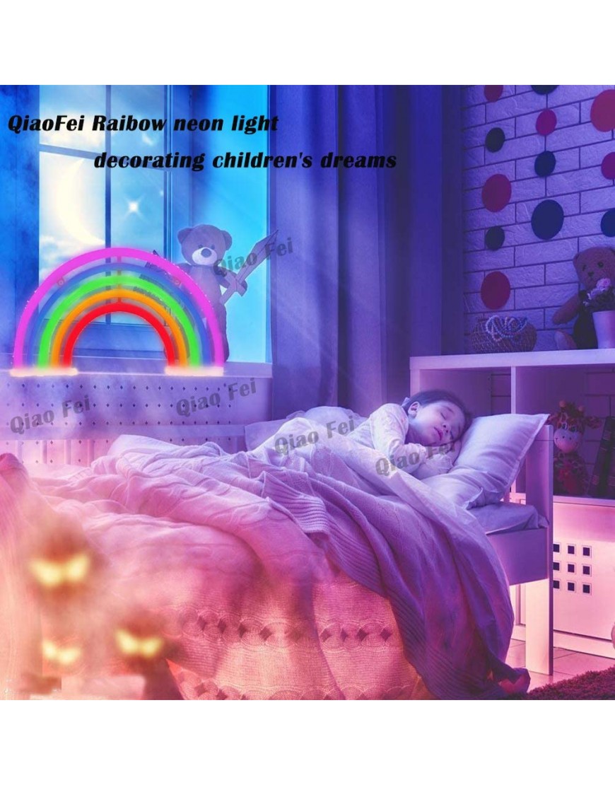 QiaoFei Cute Rainbow Light Signs for Kids Gift's Gift LED Rainbow Neon Signs Rainbow Lamp for Wall Decor Bedroom Decorations Home Accessories Party Holiday Battery or USB Operated Table Night Lights - BNXI3ZOBS