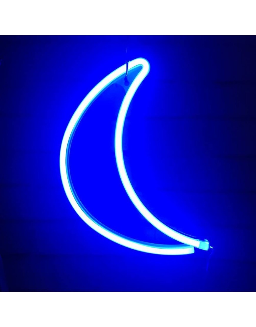 QiaoFei Decorative Crescent Moon Neon Light,Cute Blue LED Moon Sign Shaped Decor Light,Marquee Signs Wall Decor for Christmas,Birthday Party,Kids Room Living Room Wedding Party DecorBlue - B399MFRC5