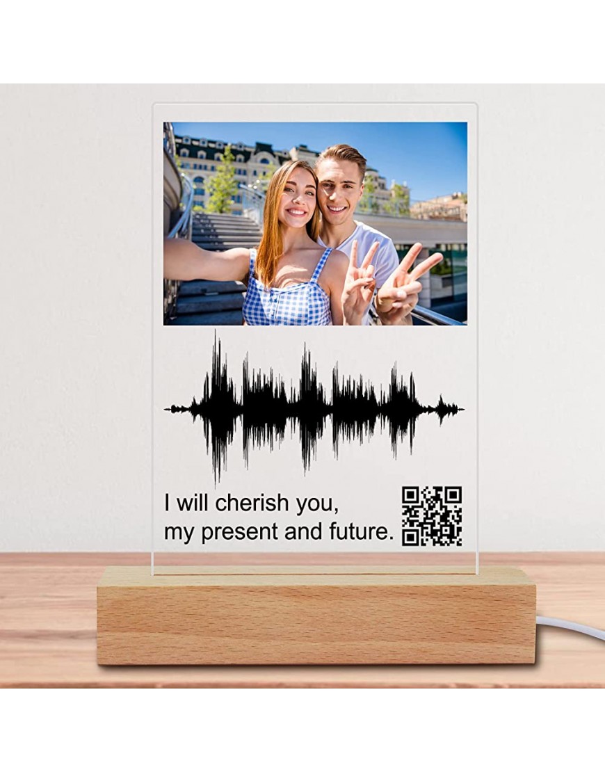 Soundwave Art Custom Gifts Night Light Scannable Personalized QR Code Glass Picture LED Lamp Customized Gift for Mothers Day,Fathers Day,Valentines Day,Thanksgiving Christmas - B4X1OTG07