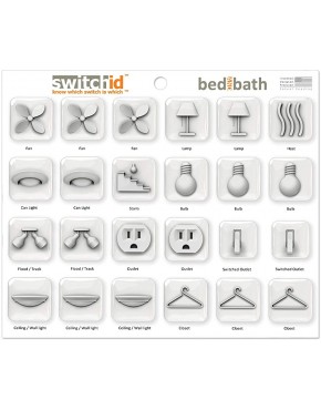 SwitchID Bed and Bath Switch Label and Decal Identifiers 3D Design White - BKJ1R5PNX