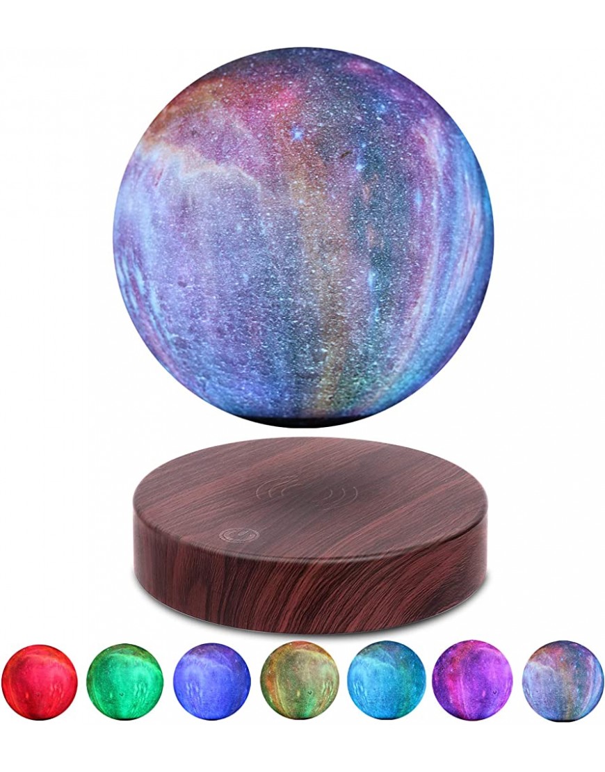 VGAzer Levitating Moon Lamp Floating and Spinning in Air Freely with Gradually Changing LED Lights Between 7 Colors,Decorative Light for Kids Lover Friends Round Base - BEJOTCRZR