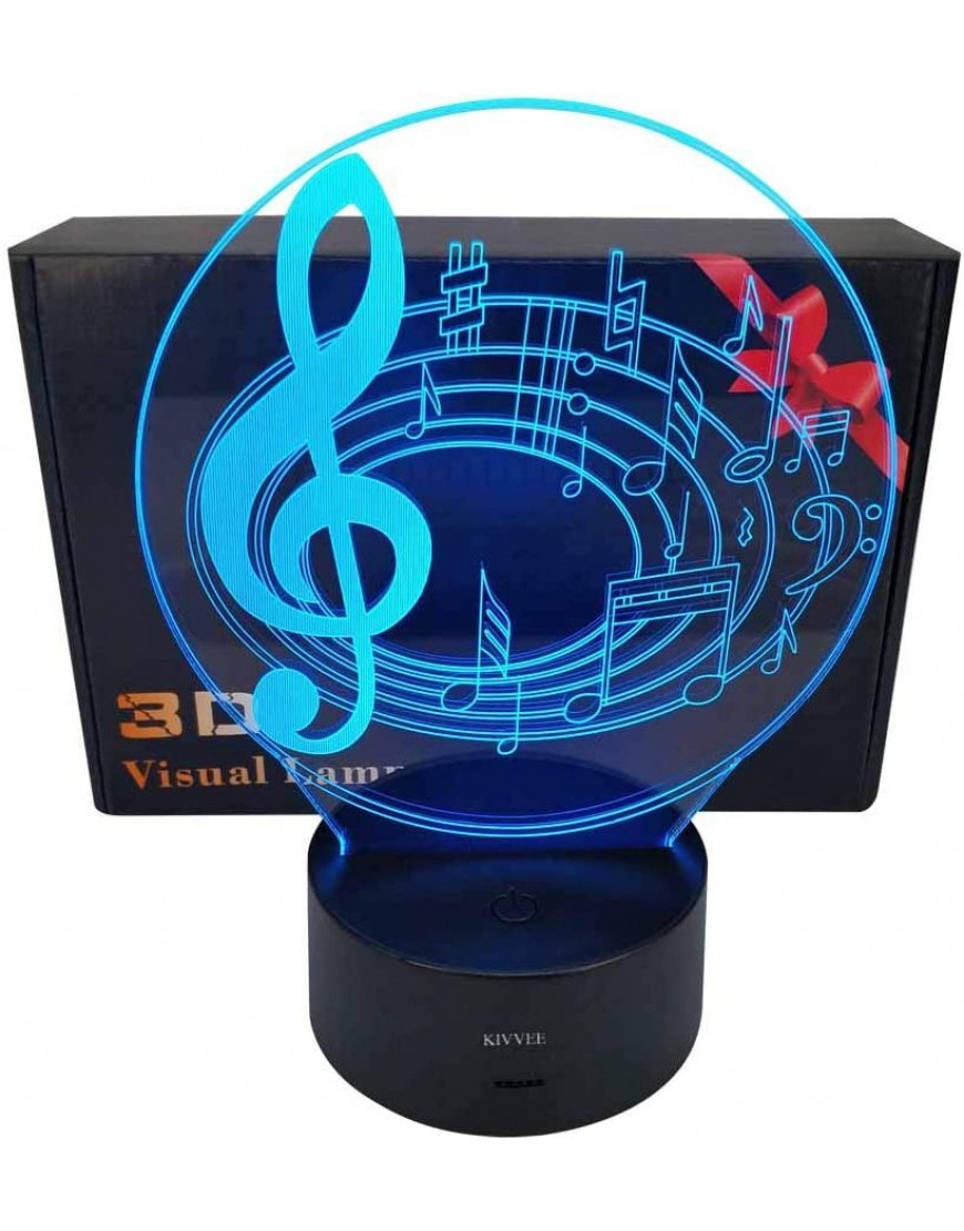 Visual 3D Night light Music Note Toys 2D lamp Xmas Chirstmas Festival Birthday Valentines Day Gift Nursery Bedroom Desk Table Decoration for Baby Kids children Lovers - B83XR51WJ
