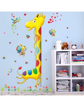 Animals Rainbow Giraffe Height Chart Wall Stickers Inches Kids Measure Height Growth Wall Decals Removable for Nursery Playroom Girls Boys Children's Bedroom Decoration Ruler Measuring Range 8in-6ft - BBW6L96MZ