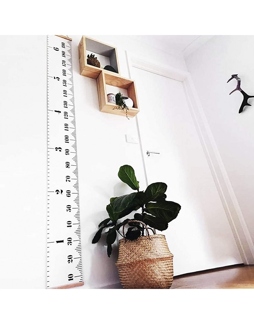 Baby Growth Chart Kids Height Measure Chart Wooden Frame Cute Removable Hanging Measurement Chart Ruler Canvas Wall Home Room Decoration with Inches and Centimeters 79 x 7.9 Inch - BJX4RL2RS