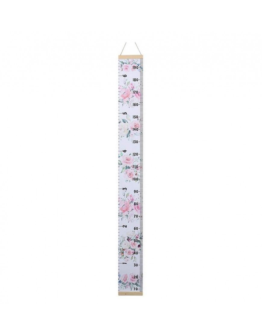 Baby Growth Chart Ruler Kids Roll-up Height Chart Wall Hanging Measurement Chart Wall Decor with Wood Frame for Kids Nursery Room Canvas Removable Height Growth Chart 8'' x 79'' Pink Flower - BQKUIVU34