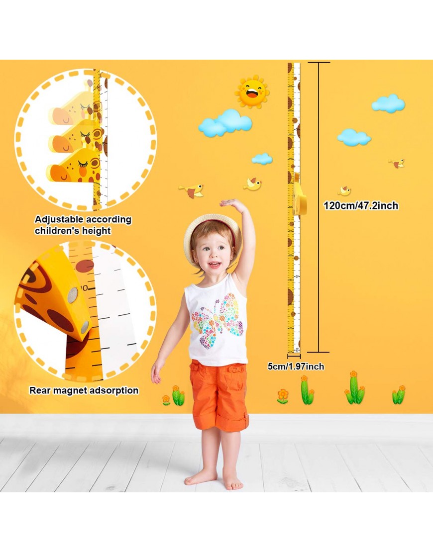 Baby Height Growth Chart Ruler for Kids Room Decor,3D Movable Giraffe Height Ruler Nursery Animal Wall Decals - BMO79LMPK