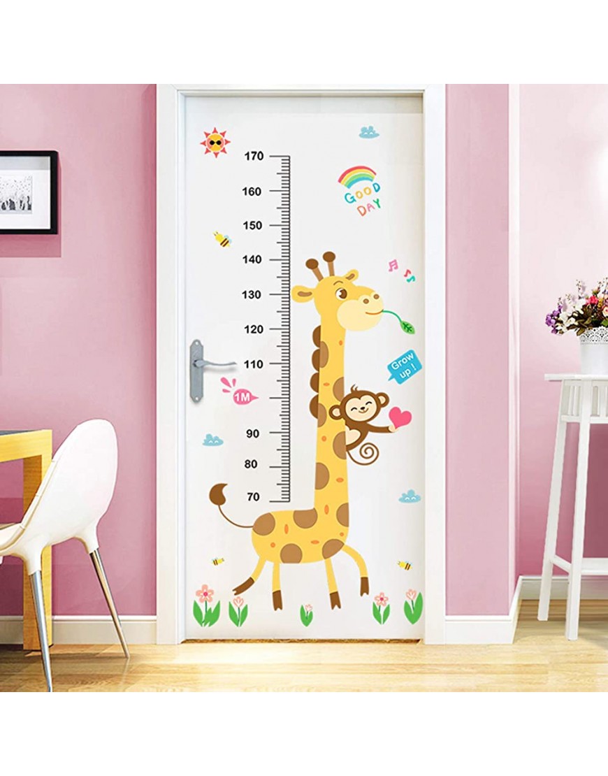 Baby Height Growth Chart Wall Sticker Kids Measure Growth Wall Decals Removable Wall Ruler for Boys Girls Baby Nursery Children Bedroom Living Room Wall Decor Giraffe Monkey - BA0XZ9PRB