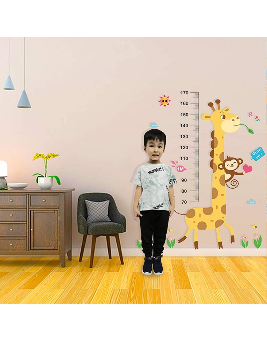 Baby Height Growth Chart Wall Sticker Kids Measure Growth Wall Decals Removable Wall Ruler for Boys Girls Baby Nursery Children Bedroom Living Room Wall Decor Giraffe Monkey - BA0XZ9PRB