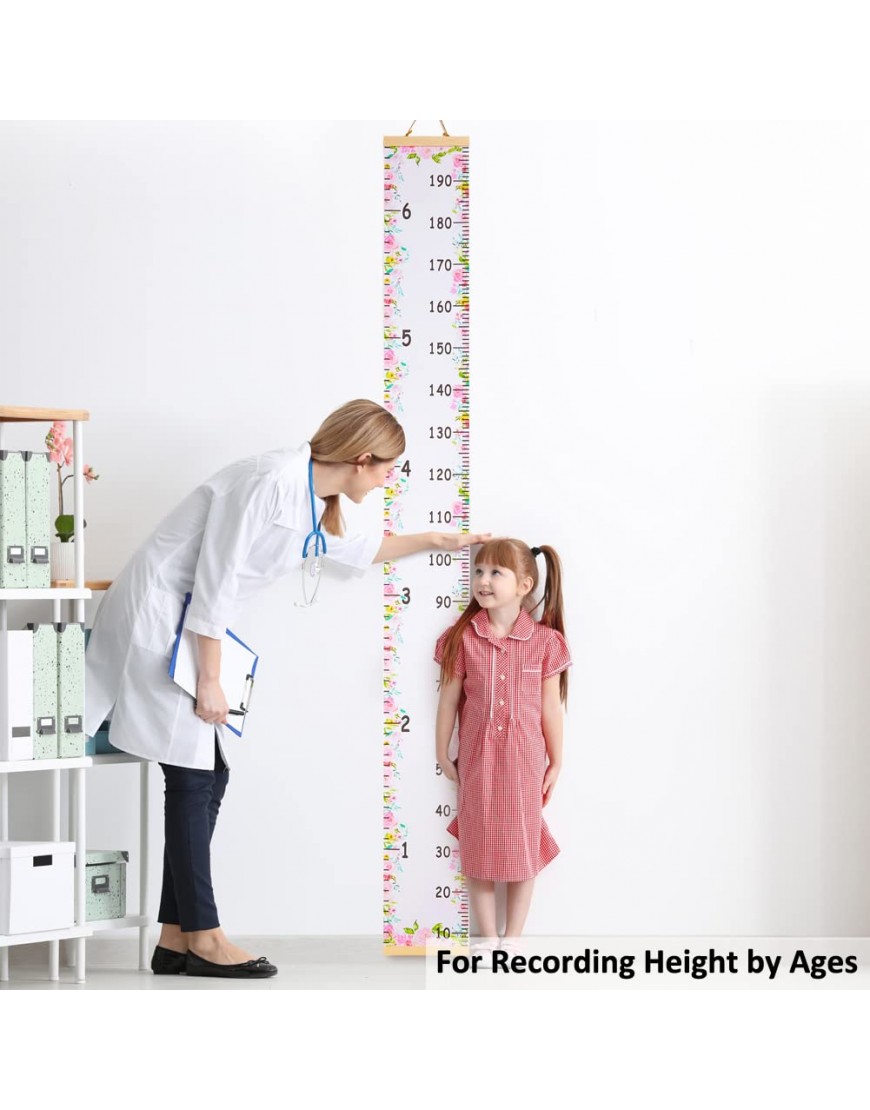 Beinou Baby Growth Chart Ruler for Kids Wood Frame Height Measure Chart 7.9in x 79in Canvas Hanging Height Growth Chart - BJ1H9IK60