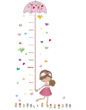 Braceus Kids Height Growth Chart Wall Art Cartoon Girl Bird Flower Sticker Decal - BV1GSKNBZ