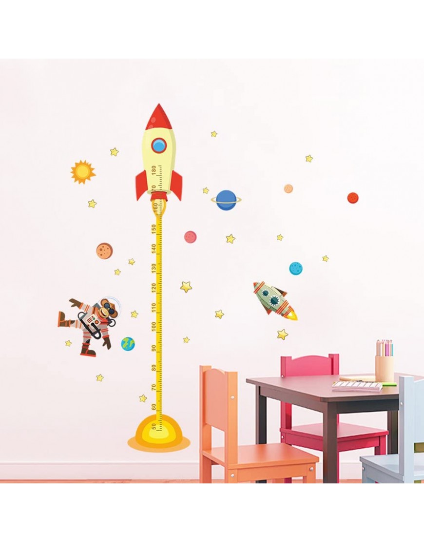 decalmile Space Planets Rocket Height Chart Stickers Kids Room Wall Decor Removable Measurement Wall Decals for Kids Bedroom Nursery Baby Room Classroom - BT83RTTDE