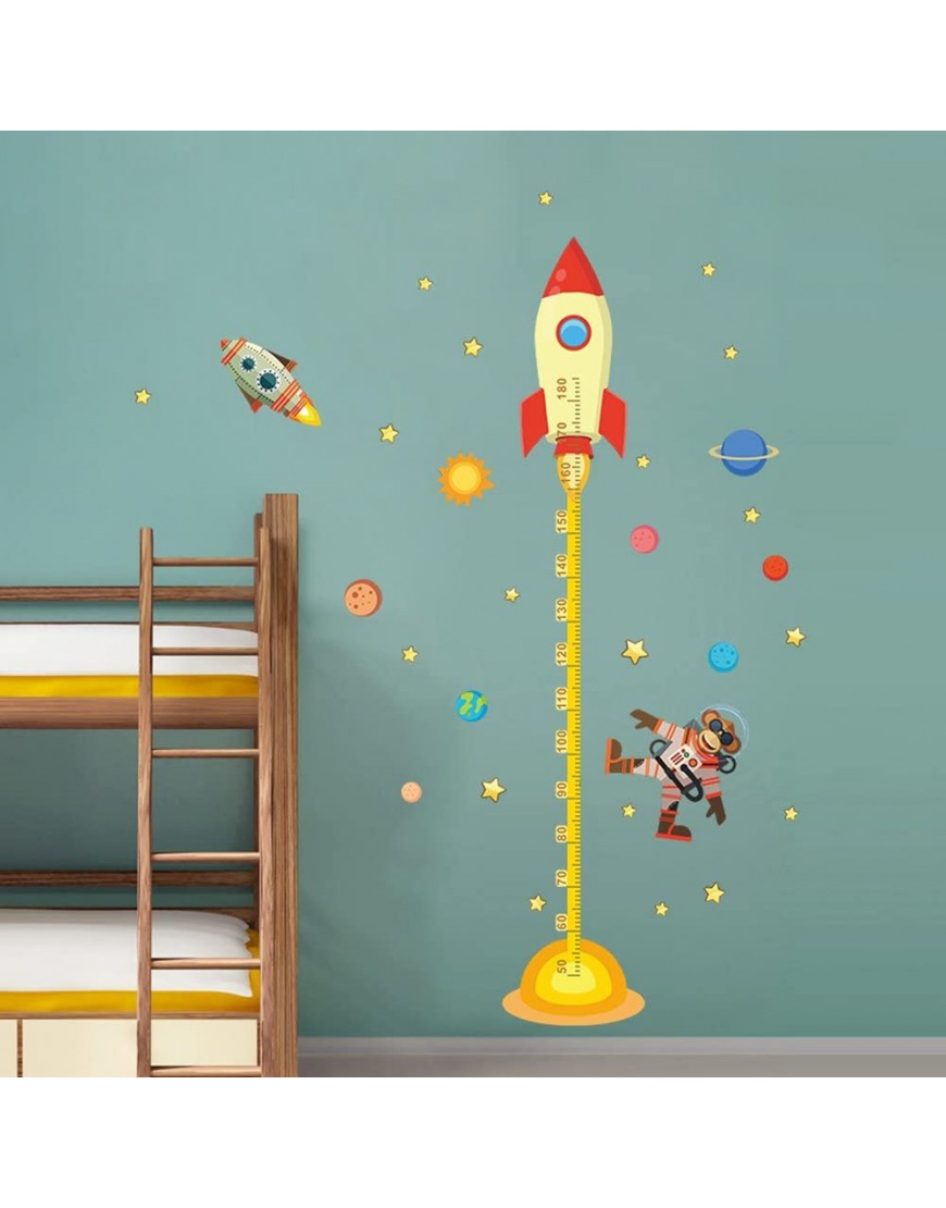 decalmile Space Planets Rocket Height Chart Stickers Kids Room Wall Decor Removable Measurement Wall Decals for Kids Bedroom Nursery Baby Room Classroom - BT83RTTDE