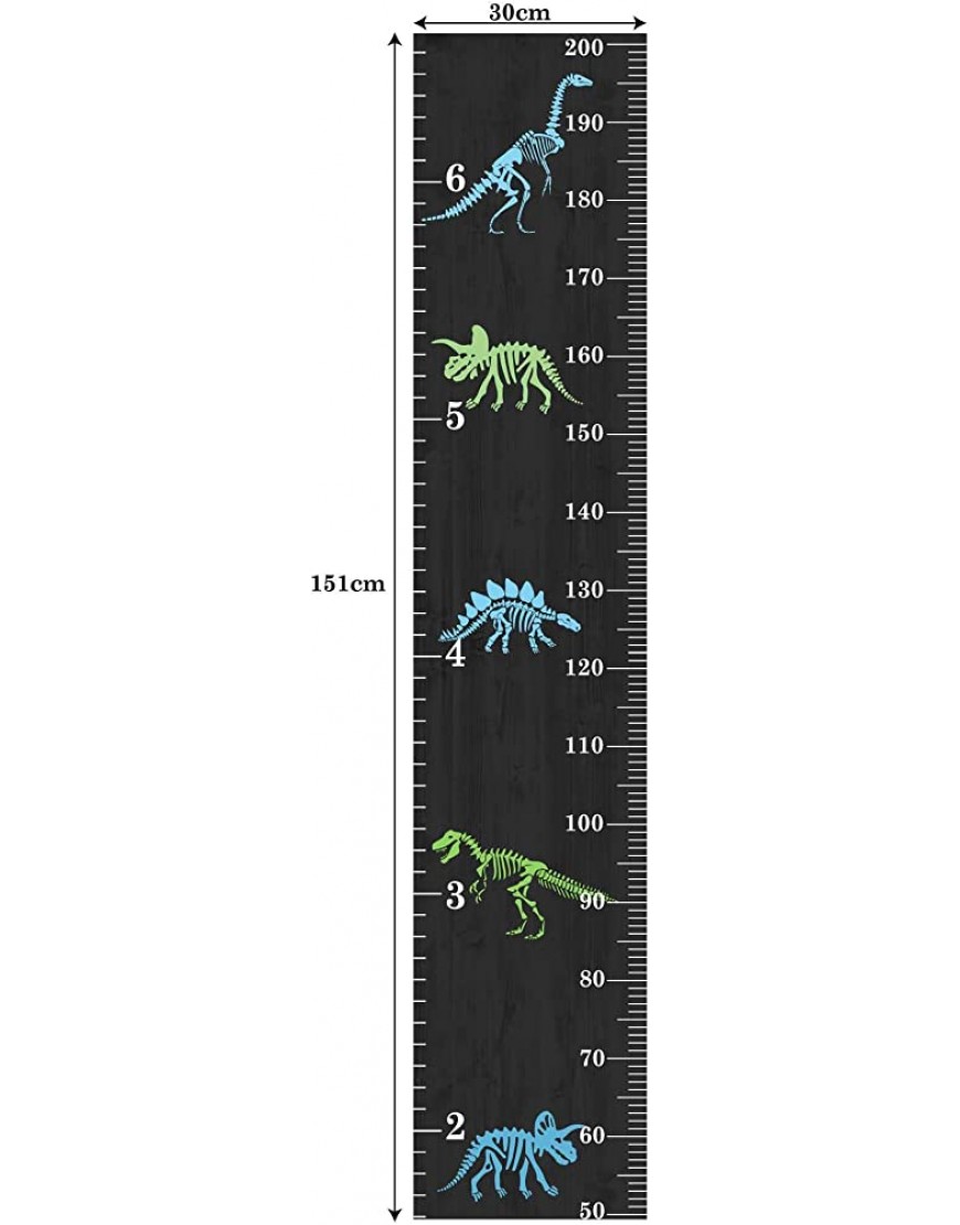 Decorative Dinosaur Wall Growth Height Chart Sticker for Boys Kids Nursery Room Playroom Bedroom Peel and Stick Removable Wall Paper 11.8x59.44 Inches - BXRVFJTVD