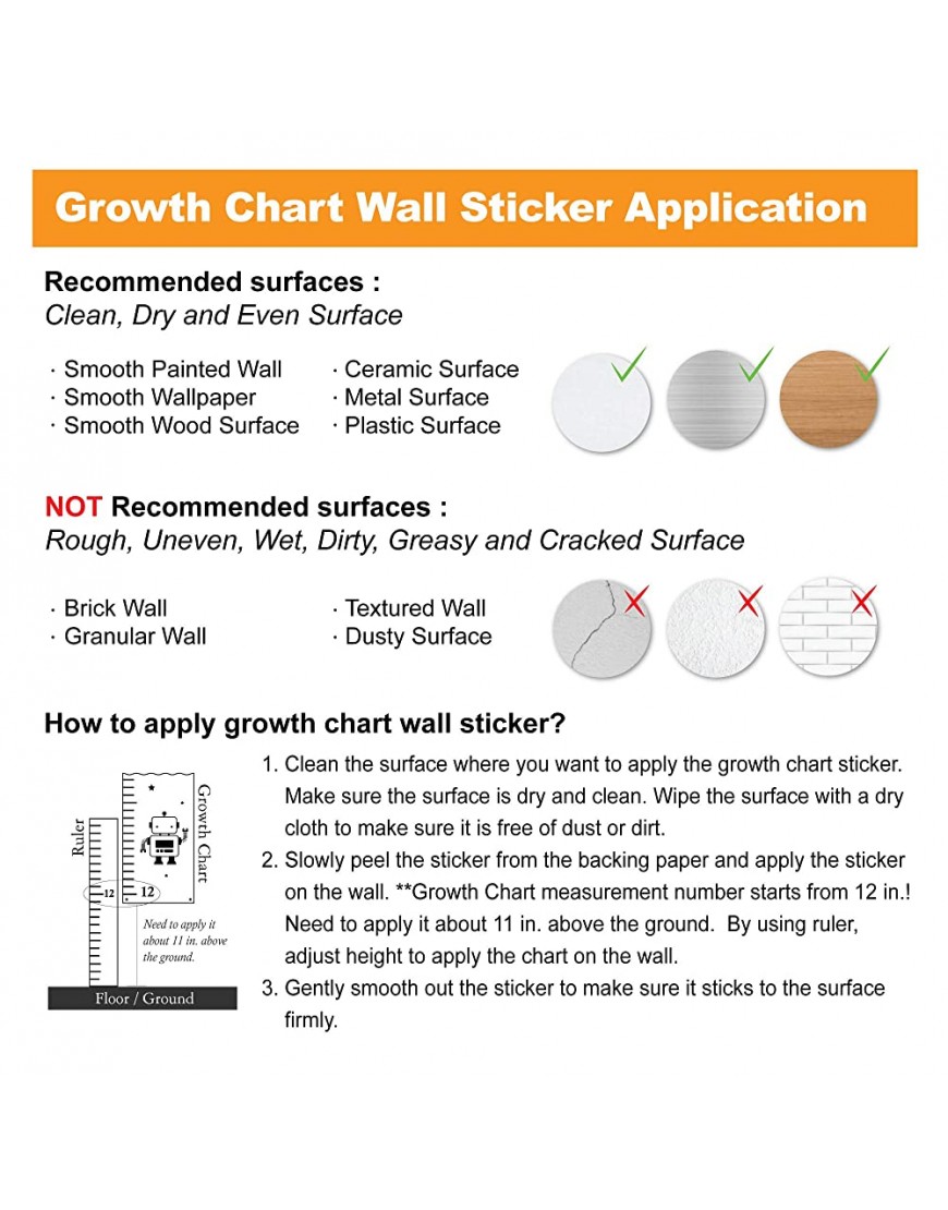 Elephant Wall Sticker Growth Chart for Kids Height Chart for Boys and Girls Growth Chart Sticker Growth Chart Decal - B6IVL775U