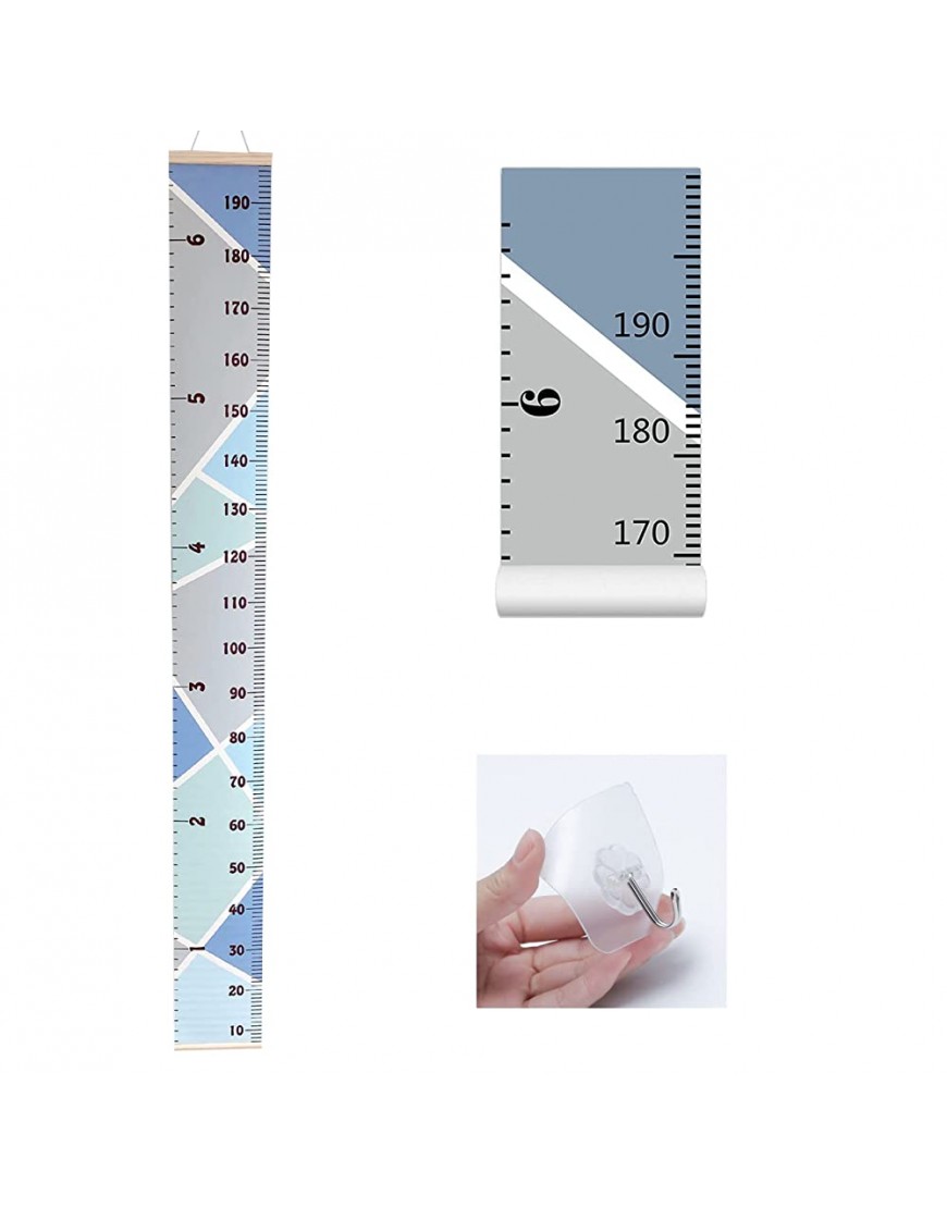 Height Growth Chart Ruler Wall Hanging Measuring Ruler for Boys Girls Room Décor with Hook Blue - B0F1FJVWN