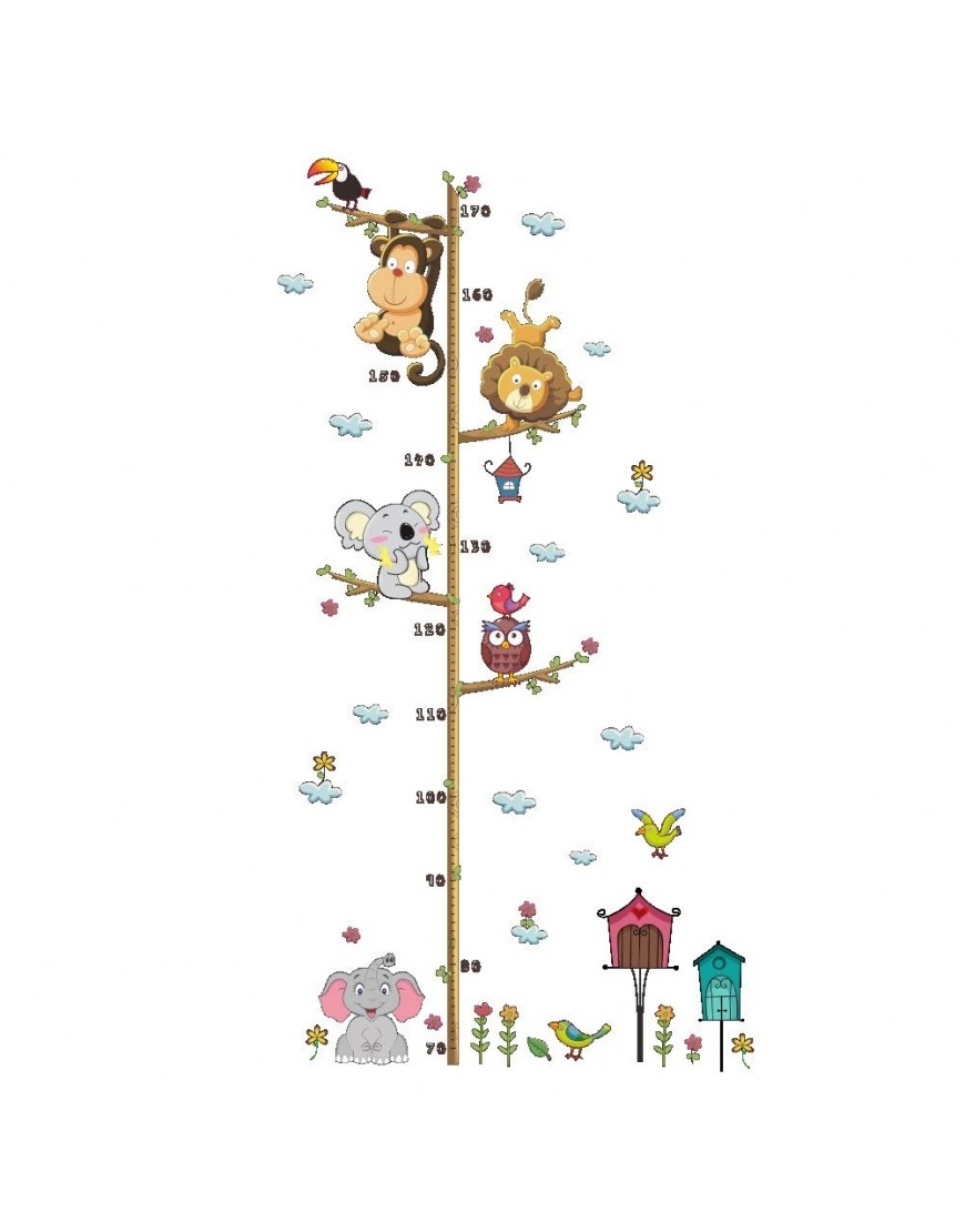 Kids Children Height Growth Chart Wall Stickers Tree Animal Removable Wall Stickers for Home Bedroom Decor - BK06WO988