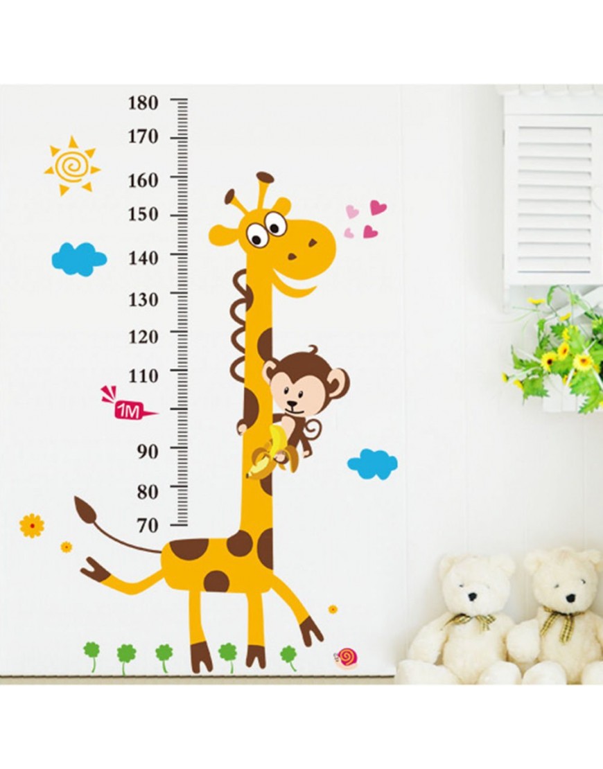 Kids Room Removable Cartoon Animal Giraffe Height Ruler Wall Sticker Wallpaper - BO4TGCLXZ