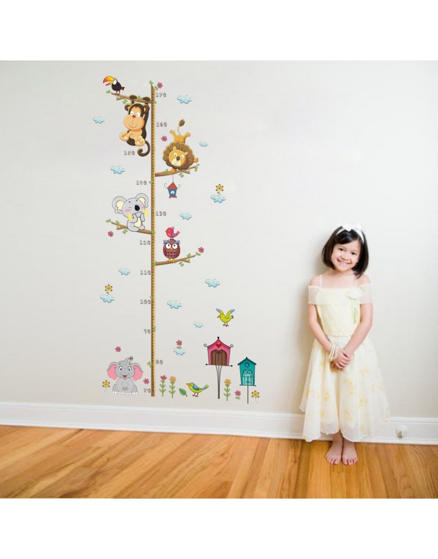 OFISSON Jungle Zoo Tree and Animals Height Growth Chart Kids Wall Decals Wall Stickers Peel and Stick Removable Wall Stickers for Kids Nursery Bedroom Living Room - BMRSZZX30