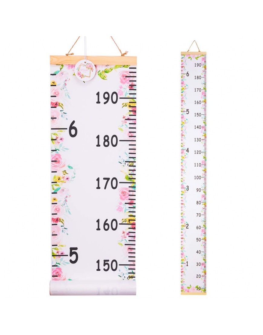 QtGirl Kids Growth Chart Height Chart for Child Height Measurement Wall Hanging Rulers Room Decoration for Girls Boys ToddlersFlower - BC8926LCW