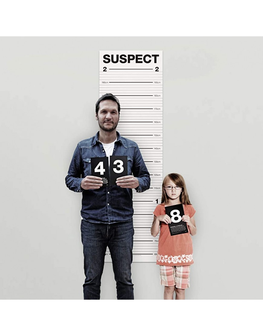Suck UK | Mugshot Height Chart | Photo Backdrop & Growth Chart for Kids | Adult Party Props Or Playroom Wall Decor | Funny Posters & Height Chart for Kids | Mugshot Wall Hanging for Kids Room Decor - BM1DAWYWW