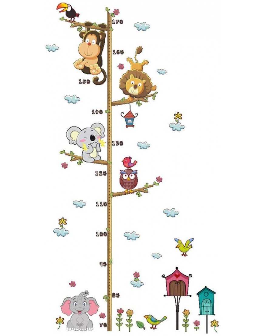 Sunnyflowk Cute Animal Stack Height Measure Wall Stickers Decal Kids Vinyl Wallpaper Mural Baby Girl Boy Room Growth Chart StickersColor - BQ4VVWQ5A
