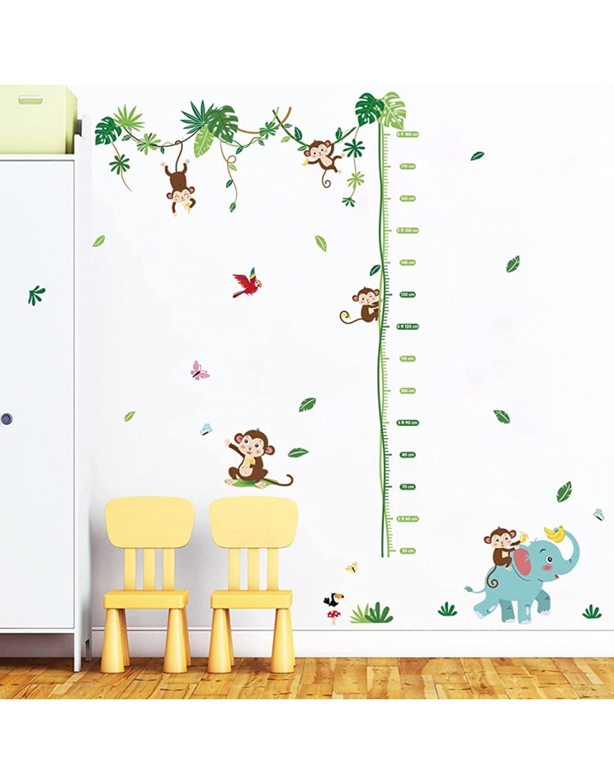 wondever Monkey Height Chart Wall Stickers Animal Measure Growth Peel and Stick Wall Art Decals for Baby Nursery Bedroom Living Room - BNM71OEO0