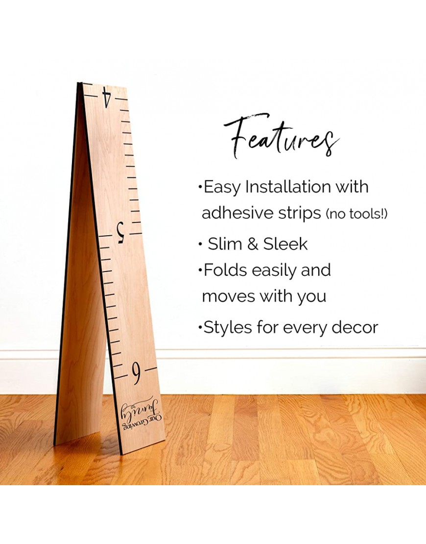Wooden Ruler Growth Charts Ruler for Boys and Girls Growing Family Natural - BPOOY8JBV