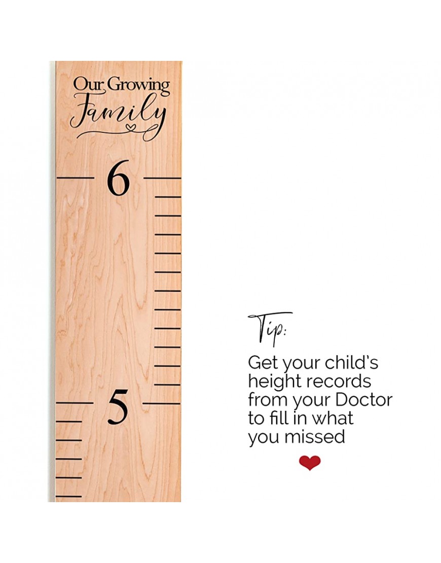 Wooden Ruler Growth Charts Ruler for Boys and Girls Growing Family Natural - BPOOY8JBV