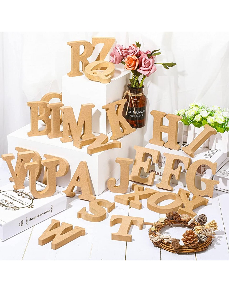 4 Inch DIY Wooden Letters for Crafts Easter Alphabet Letters for Table Decoration Paintable Decorative Letters Standing Letters Slices Sign Board Decoration for Craft Home Party Projects E Style - BSEFMHR1D