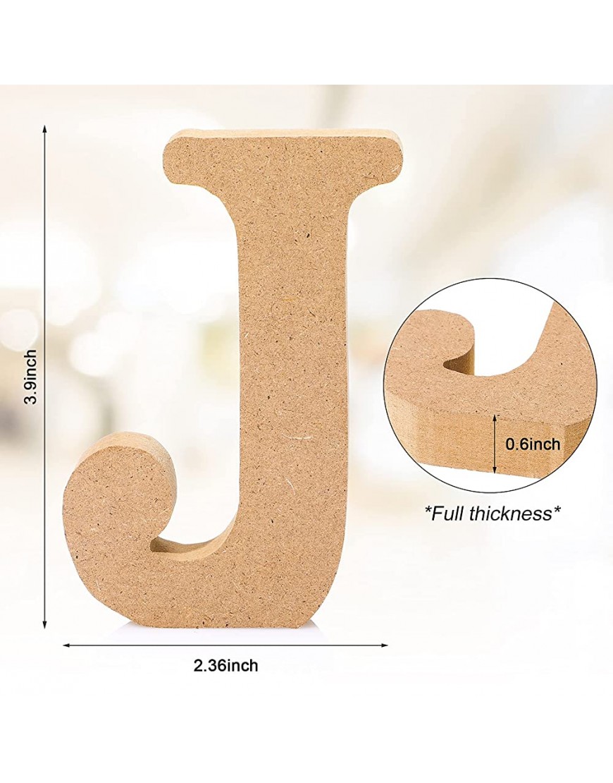 4 Inch DIY Wooden Letters for Crafts Easter Alphabet Letters for Table Decoration Paintable Decorative Letters Standing Letters Slices Sign Board Decoration for Craft Home Party Projects J Style - BEG0OZBKT