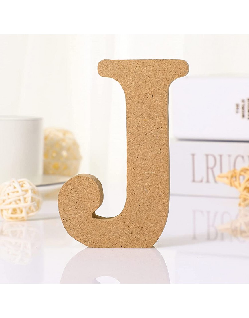 4 Inch DIY Wooden Letters for Crafts Easter Alphabet Letters for Table Decoration Paintable Decorative Letters Standing Letters Slices Sign Board Decoration for Craft Home Party Projects J Style - BEG0OZBKT