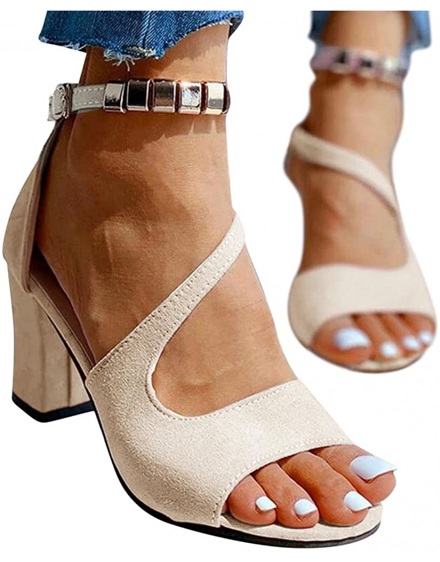 Aayomet Platform Sandals Chunky Heel,Women's Sandals Open Toe Chunky Heels Comfort Heeled Sandals Wedding Dress Sandals - BBUQR0GC4