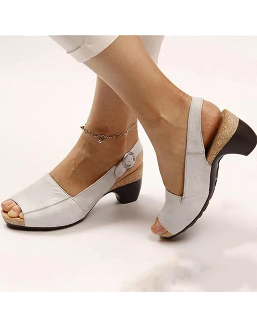 Aayomet Sandals Women Dressy Summer Flat,Sandals Women Vintage Block Heel Shoes Comfort Heeled Sandals Open Toe Ankle Strap - BCKAUC6XP