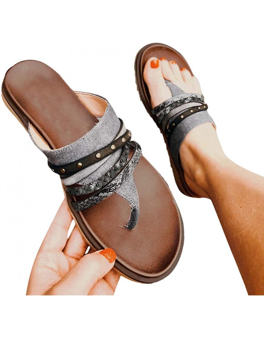 Aayomet Strappy Sandals for Women,Womens Sandals Vintage Shoes for Women Sandals Thong Sandals Flats Flip Flops Slides - BA11A36R6