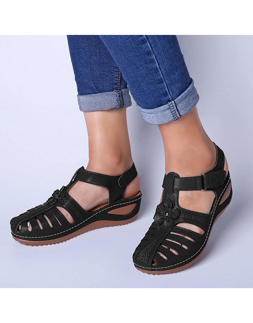 Aayomet Summer Sandals for Women,Womens Sandals Dressy Roman Hollow Out Closed Toe Sandals Comfort Low Heeled Sandals - BBPV8WARB