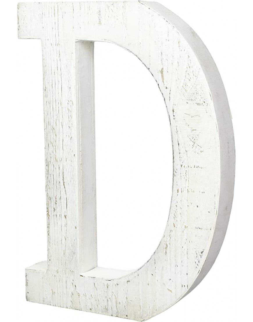Adeco Wooden Hanging Wall Letters D White Decorative Wall Letter of Living Room Baby Name and Bedroom Decor Whitewash - BOZJ0GINW