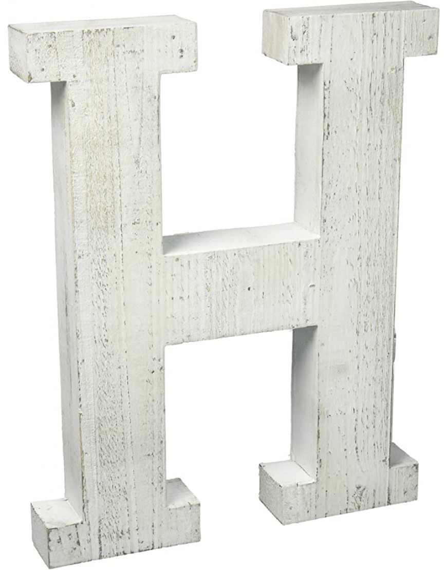 Adeco Wooden Hanging Wall Letters "H" White Decorative Wall Letter of Living Room Baby Name and Bedroom Decor Whitewash - B7CJ7CG6O