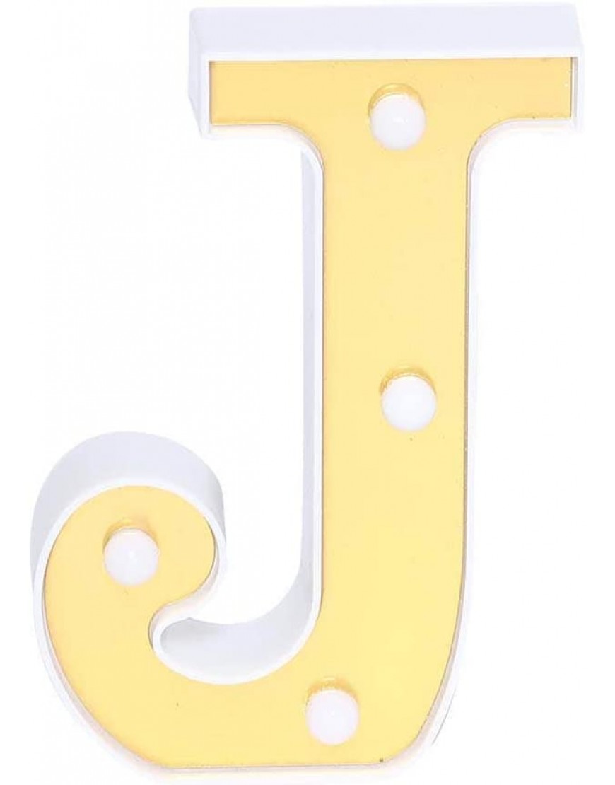 Efavormart 6 3D Gold Marquee Letters 5 LED Light Up Letters Warm White LED Letter Lights J - BCXQK9F9H